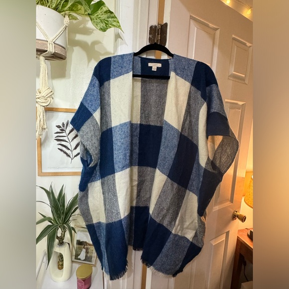 Loft Cardigan / Shawl Size XS/S Blue Gingham Checkered - Picture 3 of 4